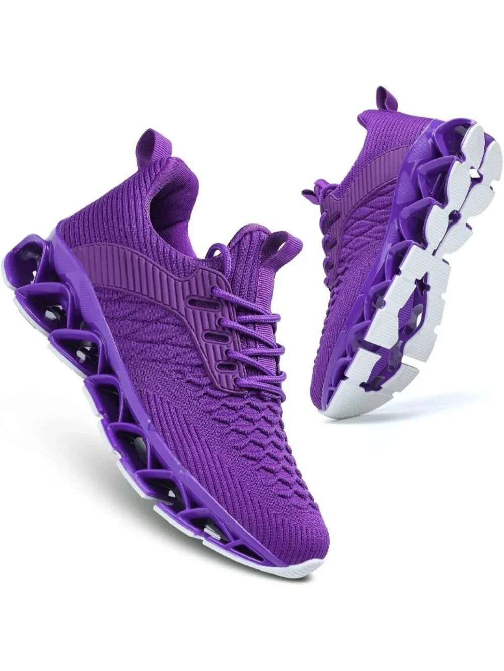 Women's Purple Blade Mesh Comfort Non Slip Athletic Slip on Soft Sneaker Shoes